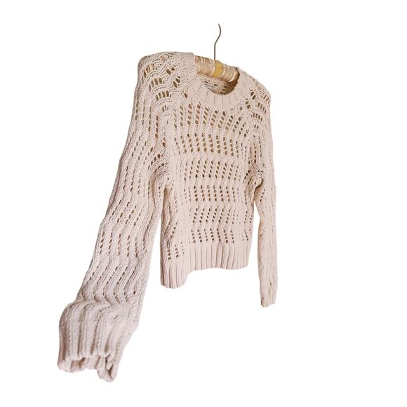 American Eagle Cream Crochet Long Sleeve Sweater Vintage XS Cozy Vintage Y2K - Picture 5 of 7